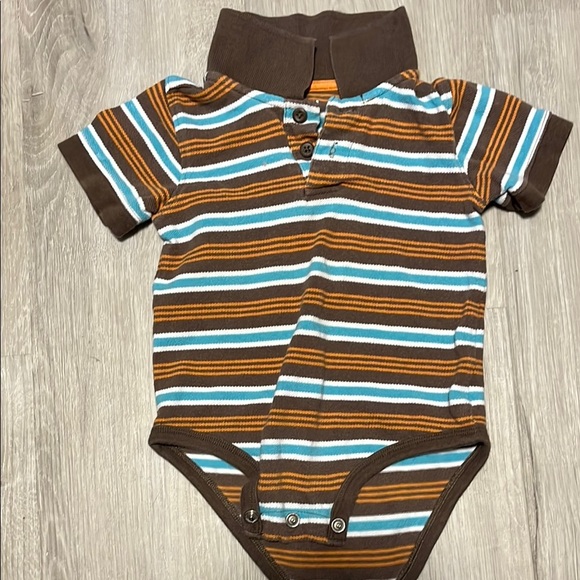 Striped Brown and Blue Kids One Piece - Picture 1 of 1